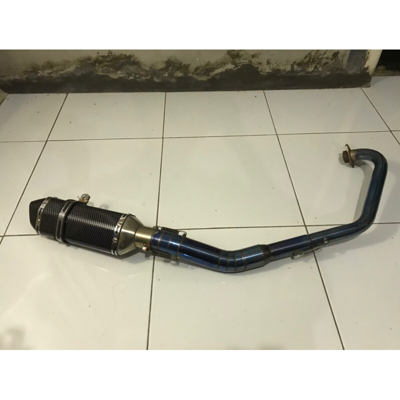 Knalpot Akrapovic ori taiwan-Header blue moon full system|zx25, r15, cbr150, vixion old, vixion new|