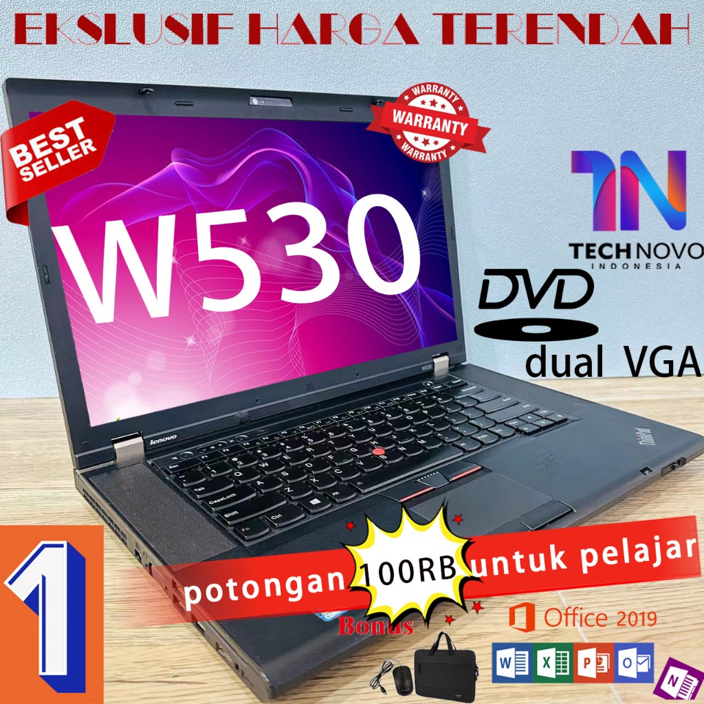Lenovo Thinkpad Laptop W530 intel core I7 Dual VGA RAM 8G SSD 256GB 15.6inch Peningkatan baru laptop