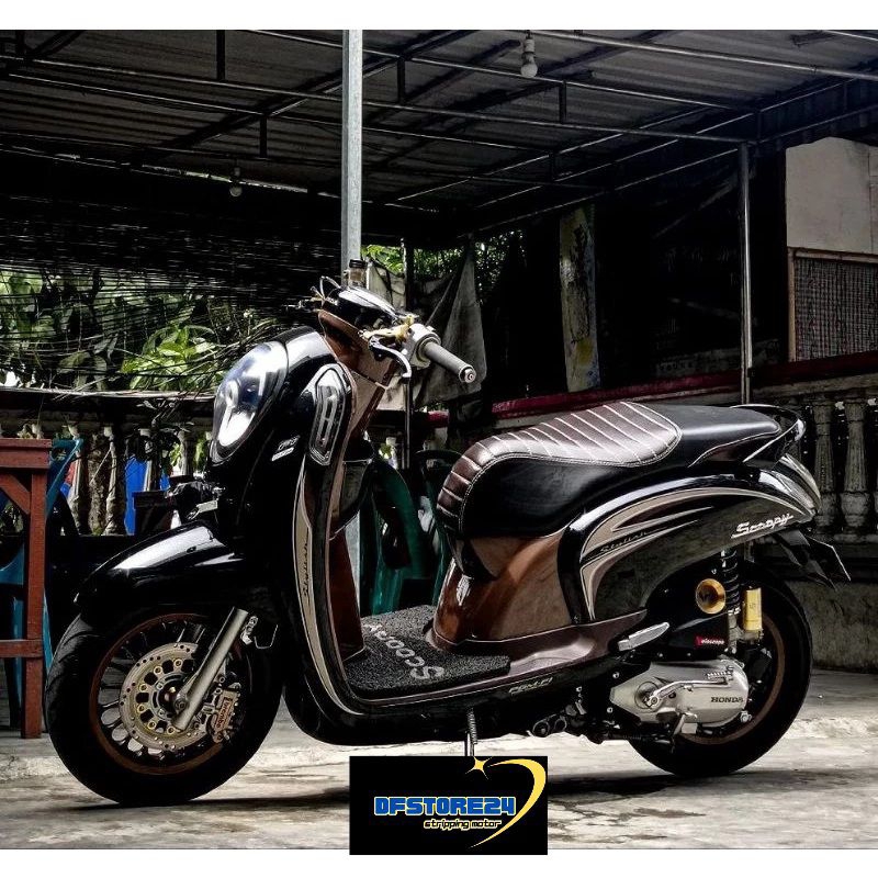 stripping lis sticker standar ori Honda scoopy stylish Tahun 2014 2015 hitam