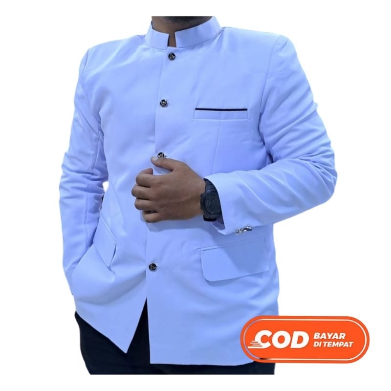 Jas Koko Jasko Mandarin Muslim Pria Warna Putih Terlaris
