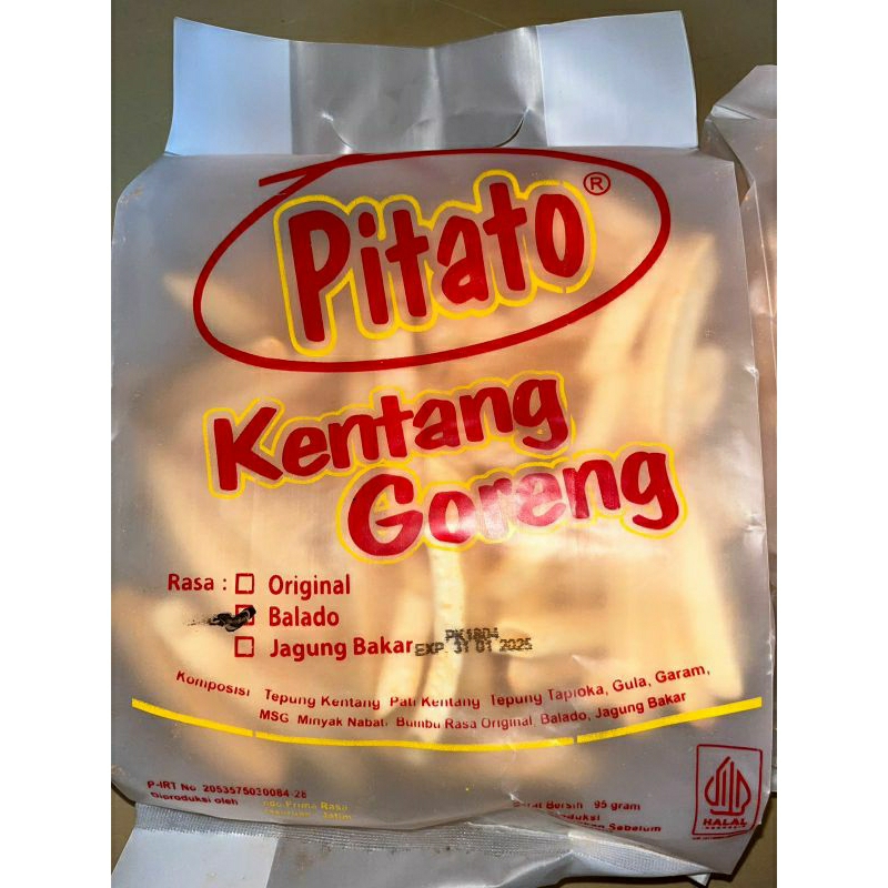 

READY STOK (ECER) Pitato Kentang Goreng/Camilan/Jajan 95gr