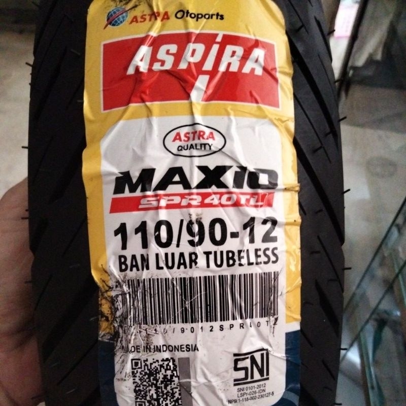 Ban luar belakang Tubeless Aspira Maxio Scoopy Ring 12 ukuran 110/90