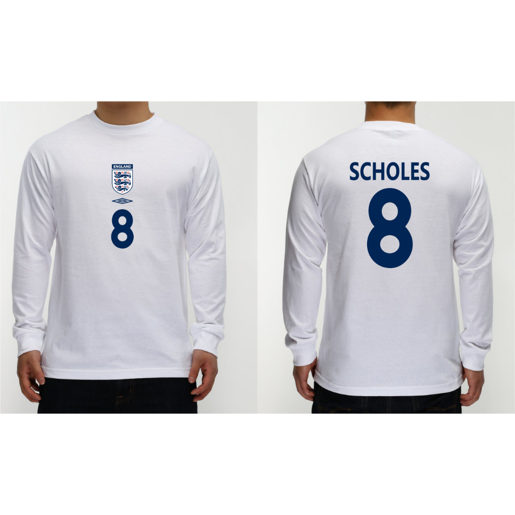 T-SHIRT KAOS TIMNAS INGGRIS EURO 2004 PAUL SCHOLES LENGAN PANJANG