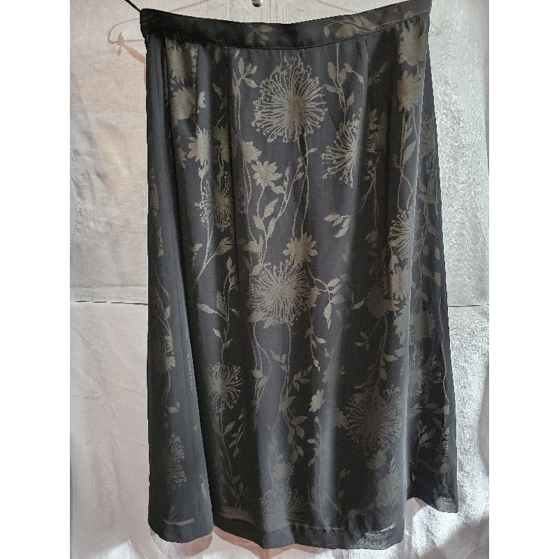 Rok Span Sifon Hitam Motif Midi Preloved