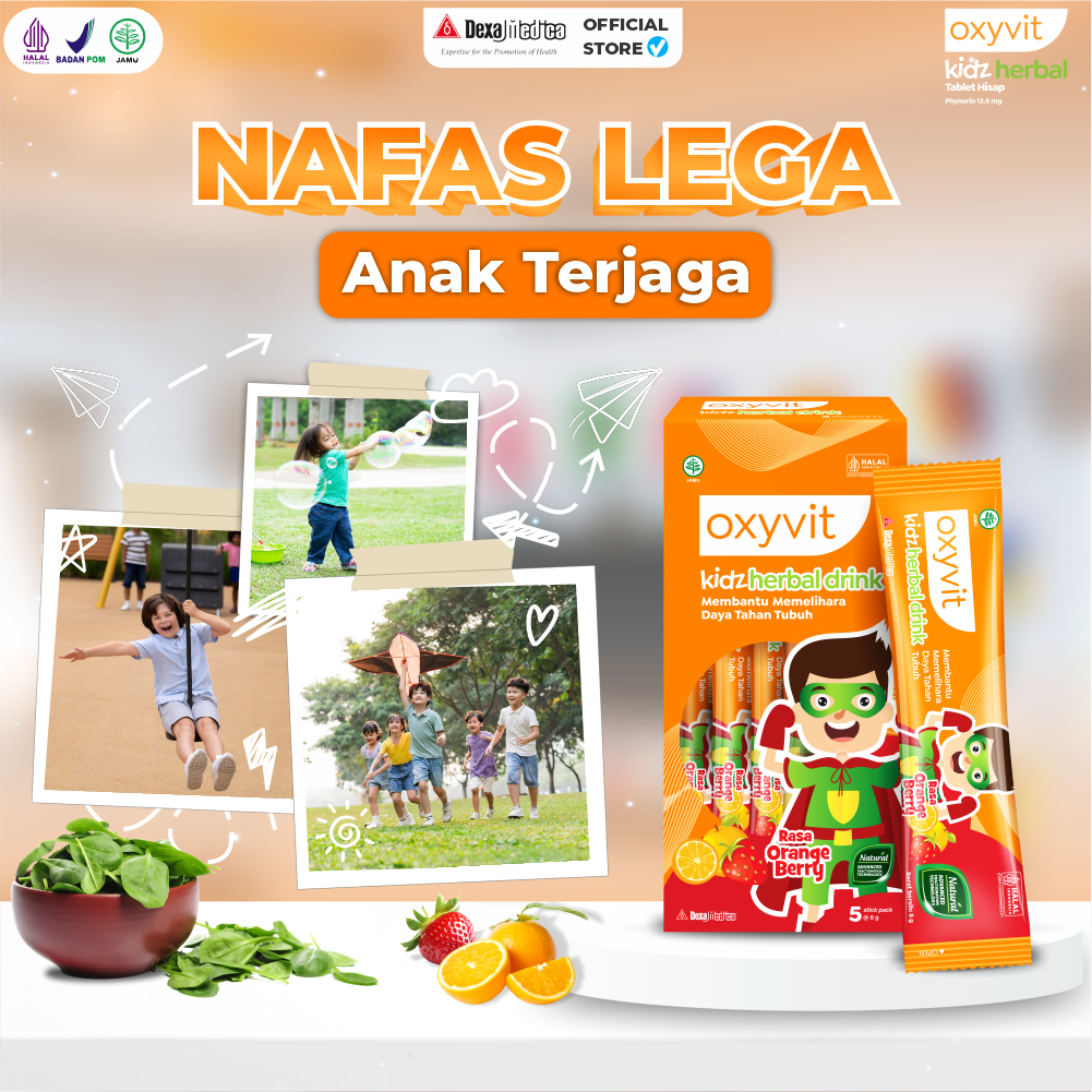 

Vitamin Oxyvit Kidz Herbal Drink - Membantu Menjaga Pernafasan & Daya Tahan Tubuh Anak @5 Stickpack Rasa Orange Berry