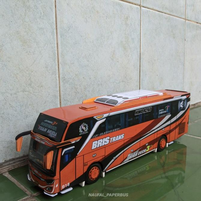 miniatur bus papercraft bris trans skala 50