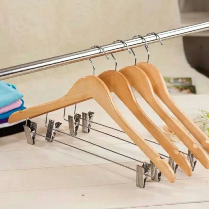 [1 pcs] Hanger Kayu Dewasa + Palang Jepit /Hanger baju/ Hanger Display