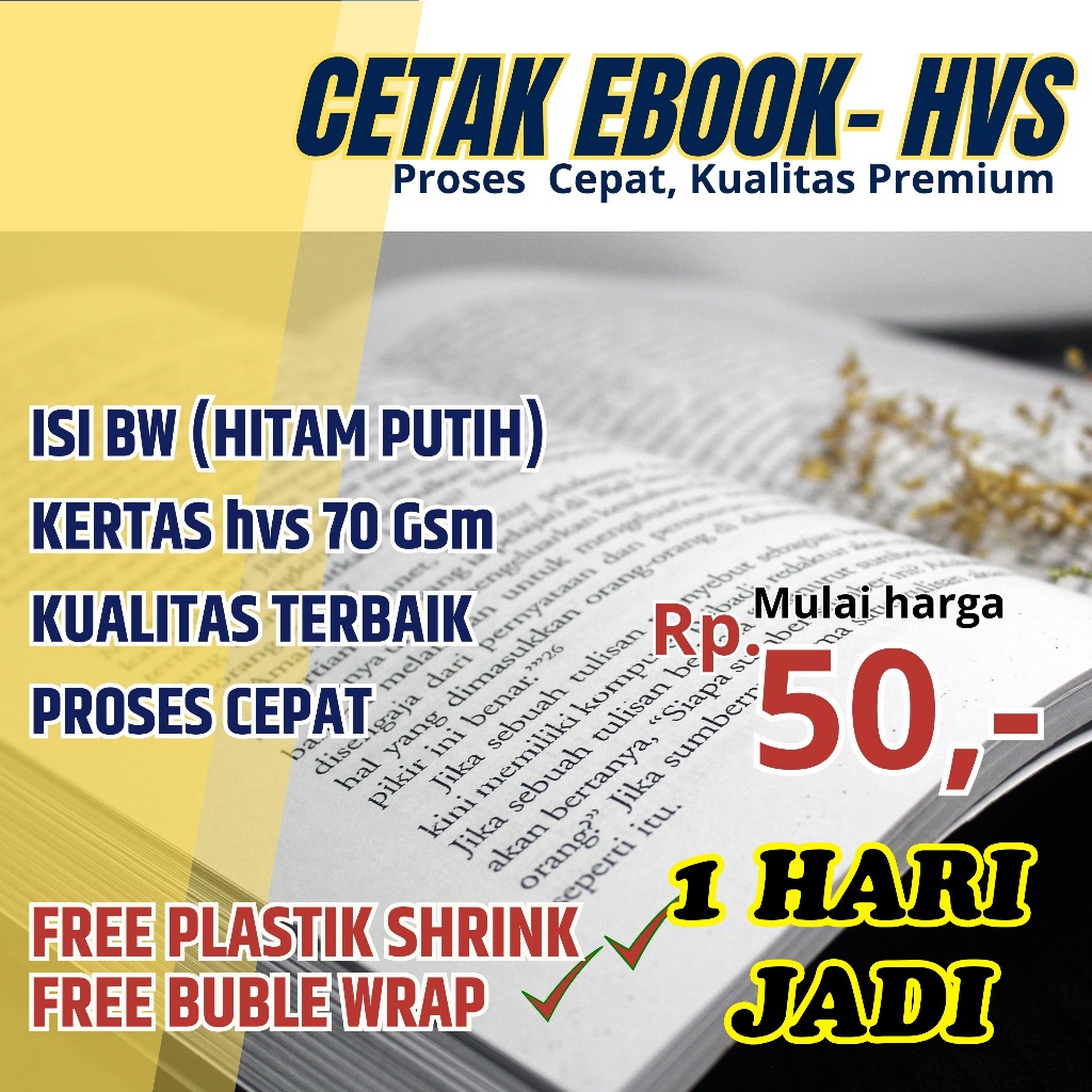 

Cetak Ebook dan Buku kertas HVS high quality Bonus Shrink