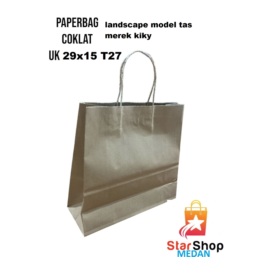 

PAPERBAG COKLAT size 29x15 T27, MEREK KIKY TEBAL ISI 10