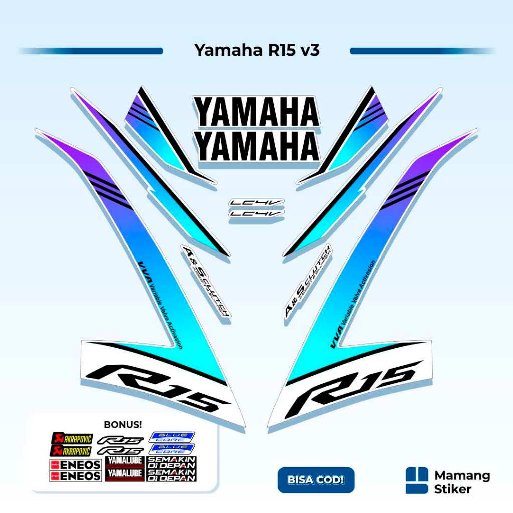 Striping R15 v3 Variasi (4) Full Body Simple Yzf Keren 2017 2018 2019 2020 2021 Api Anime RR Origina