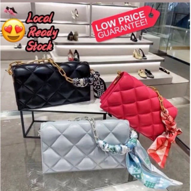 BAGSBUNNY15  - Tas wanita 1124 ck clutch ALCOTT SCARF HANDLE QUILTED sling shoulder bag