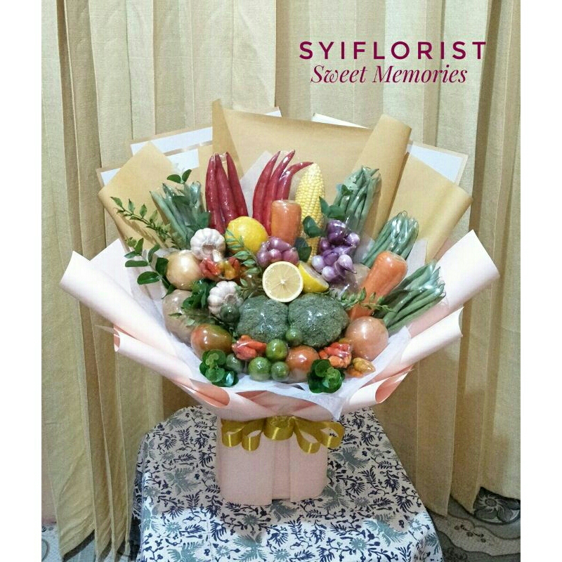 

BUKET SAYUR + DAUN ARTIFICIAL UKURAN JUMBO UNTUK HADIAH SPESIAL ULTAH, ANNIVERSARY, WISUDA DLL