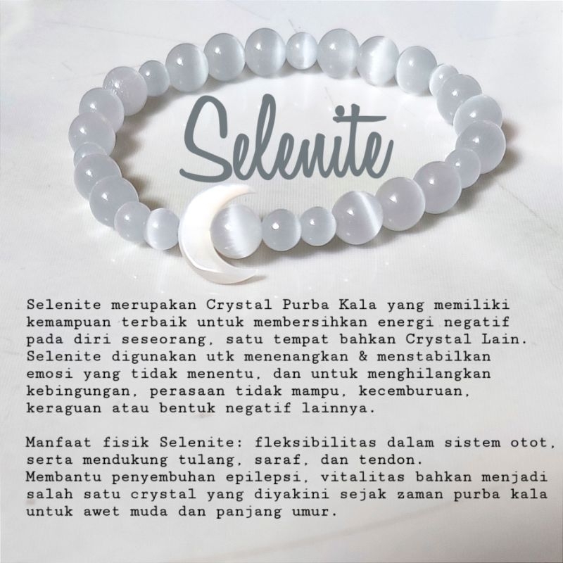 Bangle Gelang Kristal Batu Bulan Selenite