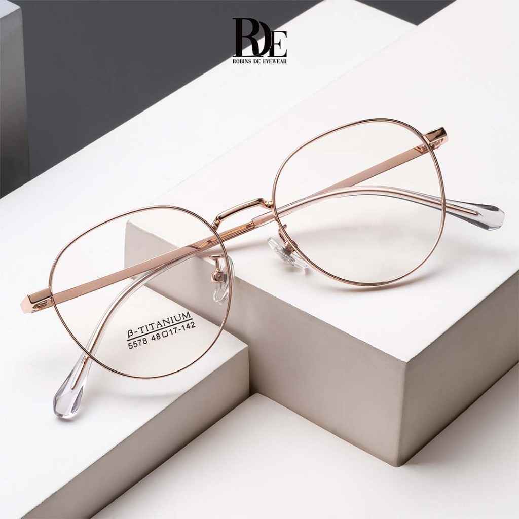 ROBINS Kacamata Minus Oval Titanium Anti Radiasi Blueray Photocromic Bluecromic Pria Wanita 5578