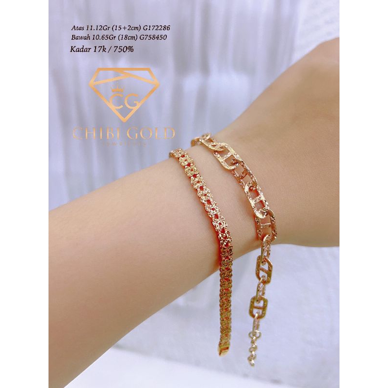 CHIBIGOLD - Gelang tangan emas ukir emas 750% 17K G172286