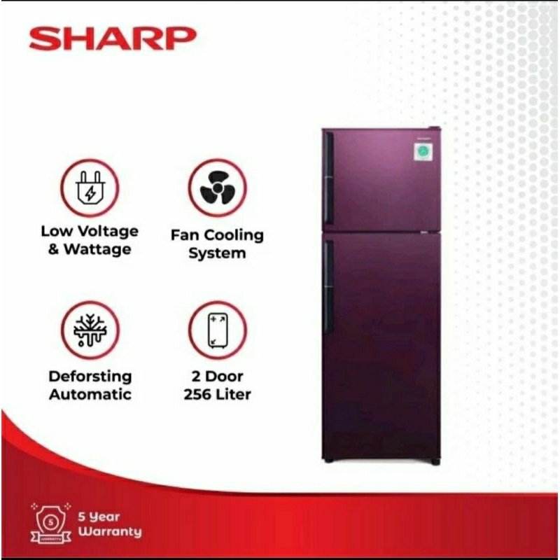 Sharp SJ-326GC-SR Lemari Es 2 Pintu New Kirei Series Kulkas 256 L Garansi Resmi SNI