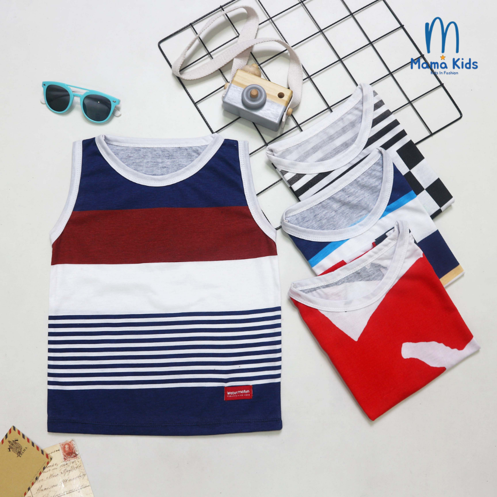 Singlet kaos anak laki laki printed| Singlet anak motif salur| Singlet motif bendera