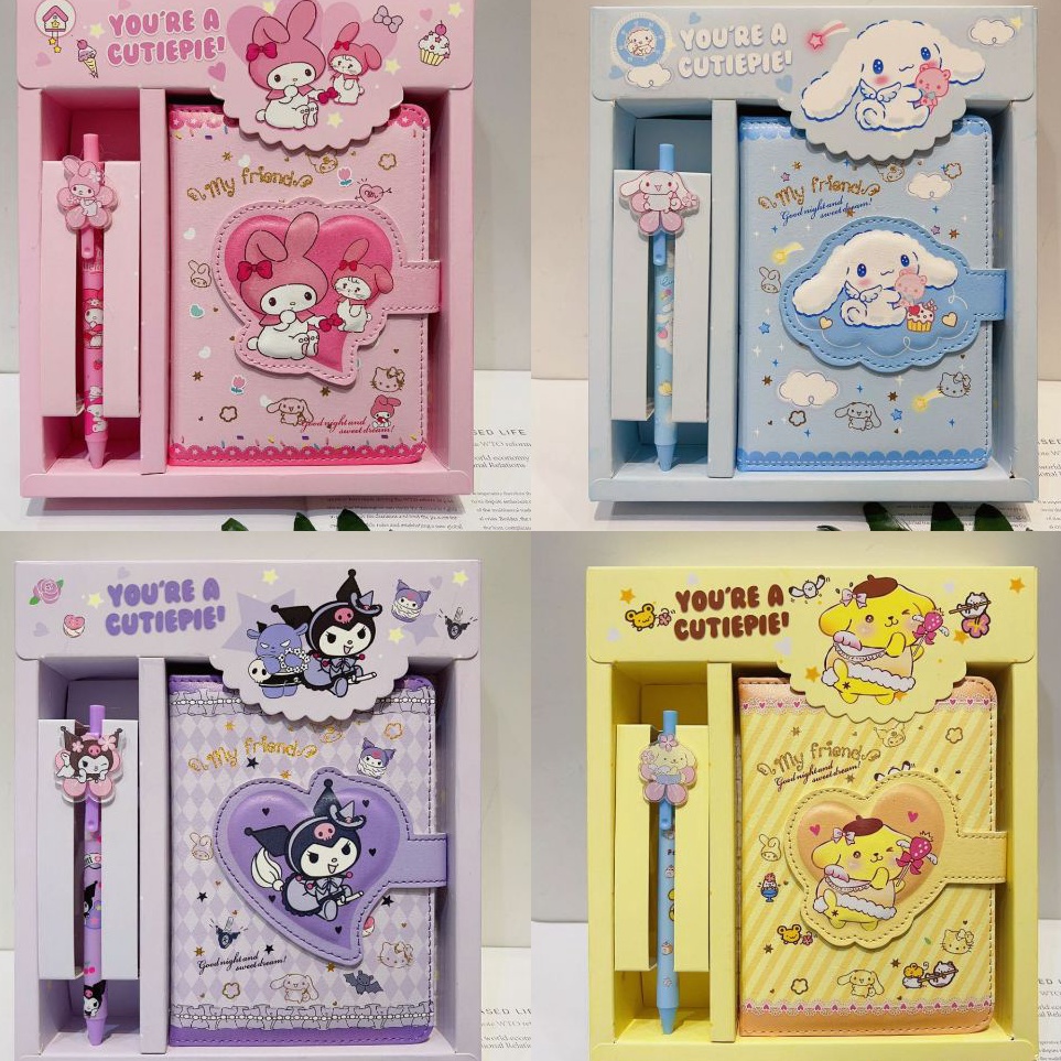 

Top Sale COD 224 New 2 in 1 Gift set notebook sanrio Buku Tulis Anak Sanrio Magnet Buku Memo dan Pen Kuromi Cinnamoroll Melody