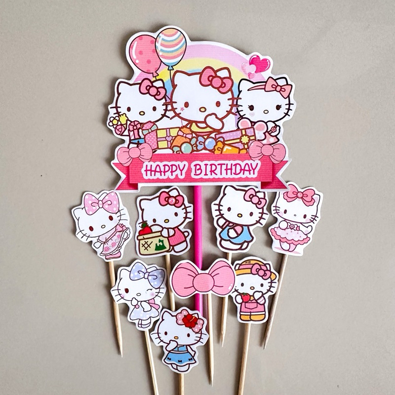 TOPPER HELLO KITTY / (LA-001) CAKE TOPPER HELLO KITTY / TOPPER KUE HELLO KITTY / CUPCAKE TOPPER HELL