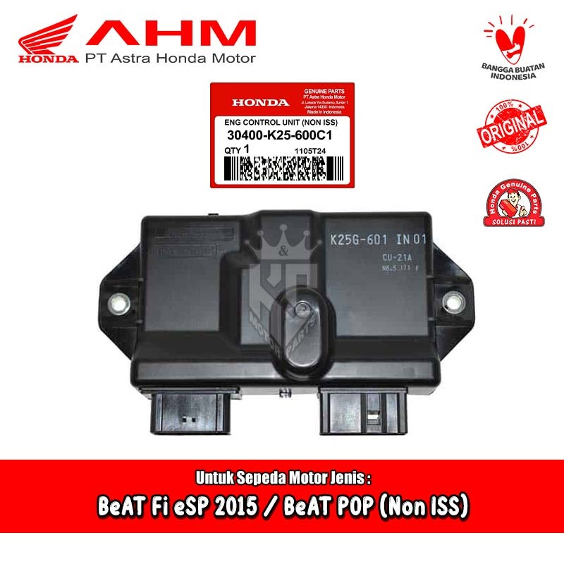 30400 K25 600C1 ECU ECM CDI Honda BeAT Pop Scoopy Fi eSP Stater Halus Non ISS Original AHM 601