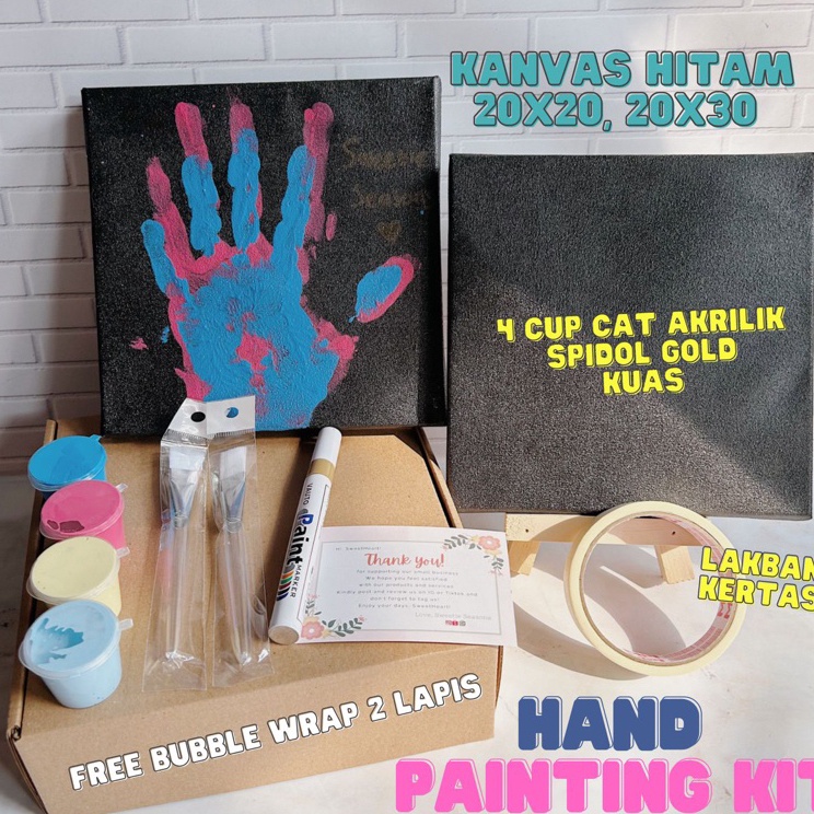 

Kejar Kejutan DIY Hand Painting Kit Canvas hitam By Sweetie Seasons Kanvas Cap Tangan Couple Canvas Lukis