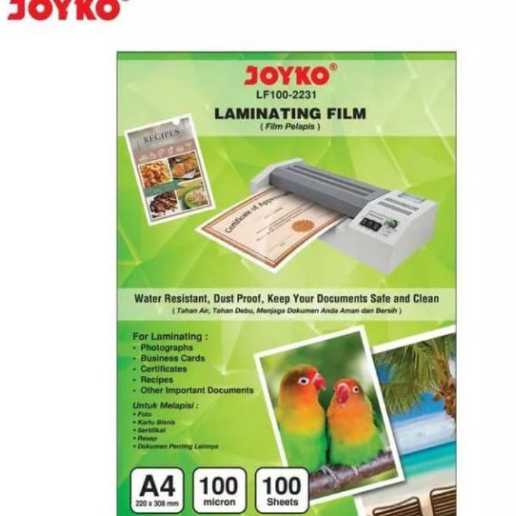 

Borong Promo Plastik Laminating Film A4 Joyko LF12231 1 pak