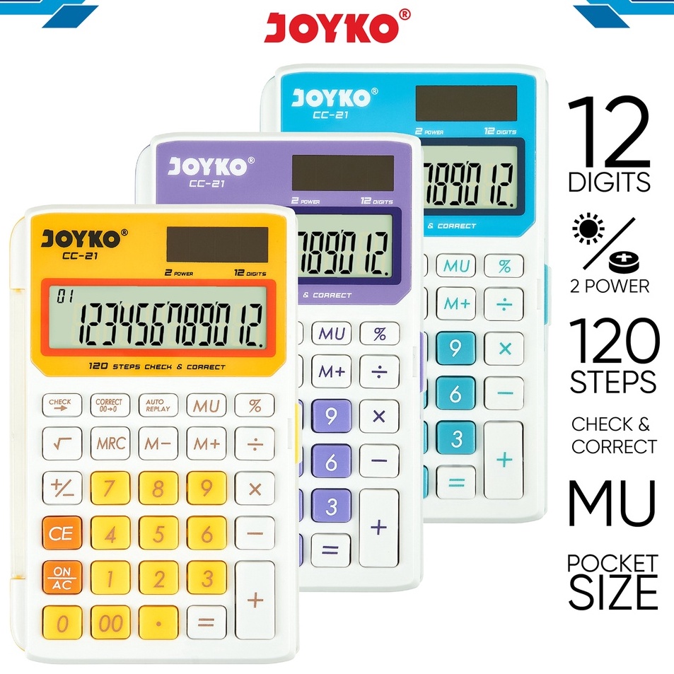 

Diskon sd 4 Calculator Kalkulator Joyko CC21 12 Digits Check Correct