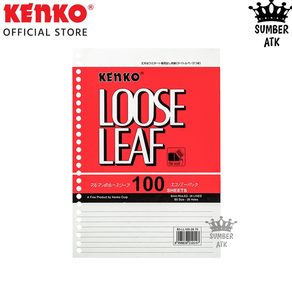 

Best Update KENKO LOOSE LEAF B5 LL 1 267 1 Sheet 1 Lembar