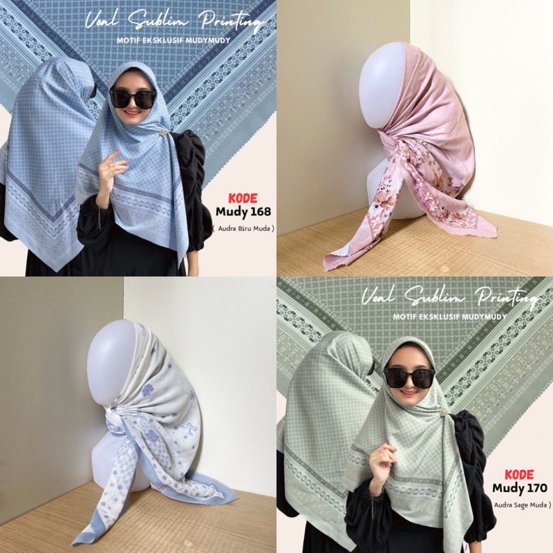 PASTEL SERIES Hijab Segiempat Voal Sublim Printing Motif Hijab Instan Hijab Segiempat Instan Motif
