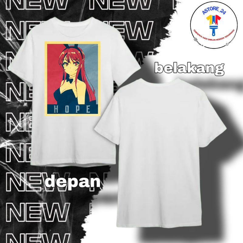 T-shirt Mai Sakurajima - Kaos Rascal Does Not Dream - Baju Anime - Tshirt Waifu Terbaru