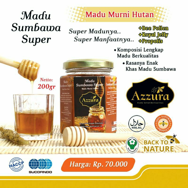 

WB Wild Bee - Madu Sumbawa Super - Lebah Apis Dorsata - Madu super sumbawa azzura 200 gram