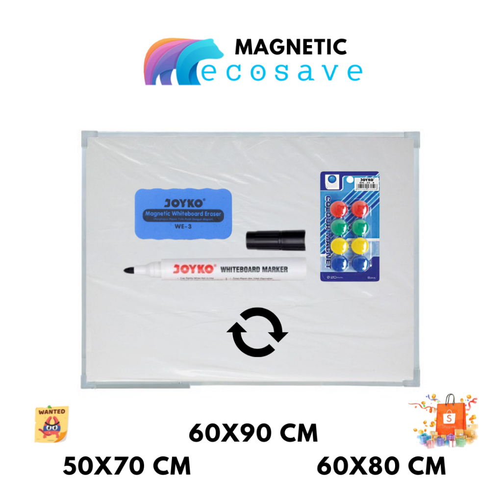 

Whiteboard Double Face Gantung Magnetic Sedang Medium White Board 2 Sisi Papan Tulis Magnetik Dua Muka Untuk Anak Belajar 50x70 60x80 60x90 cm