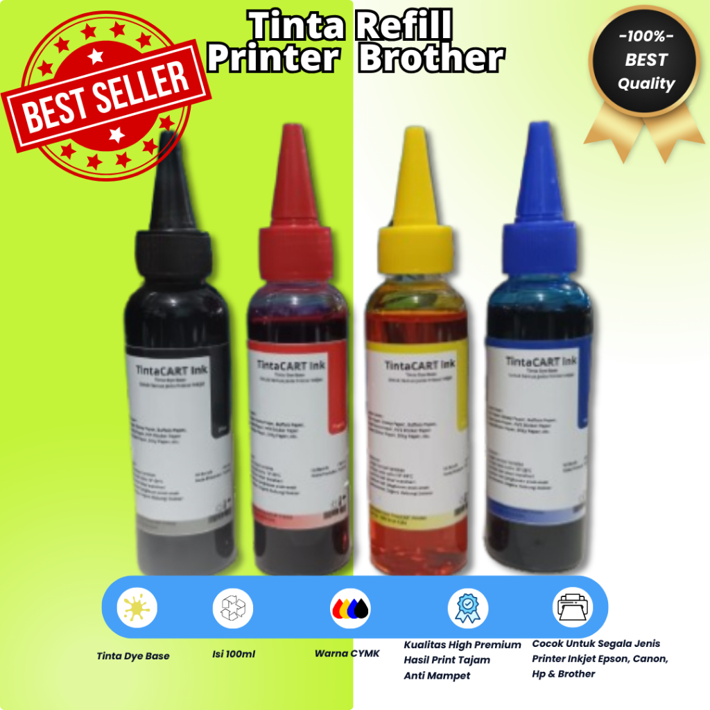 Tinta Printer Inkjet 100ML Brother Refill Cartridge Tabung Printer Brother