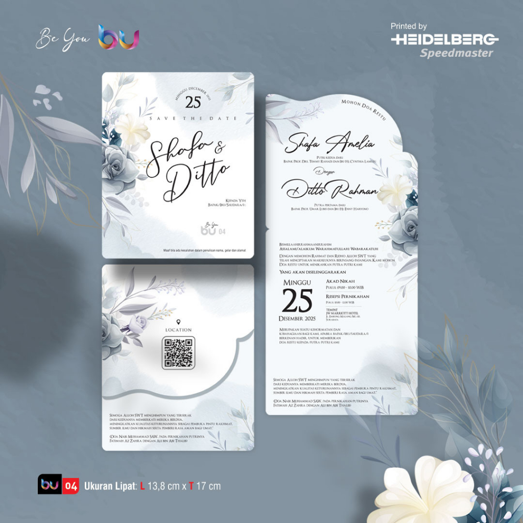 SANDRISE - Undangan Cetak  Be You 04  Bebas Custom Pernikahan Acara Hajatan