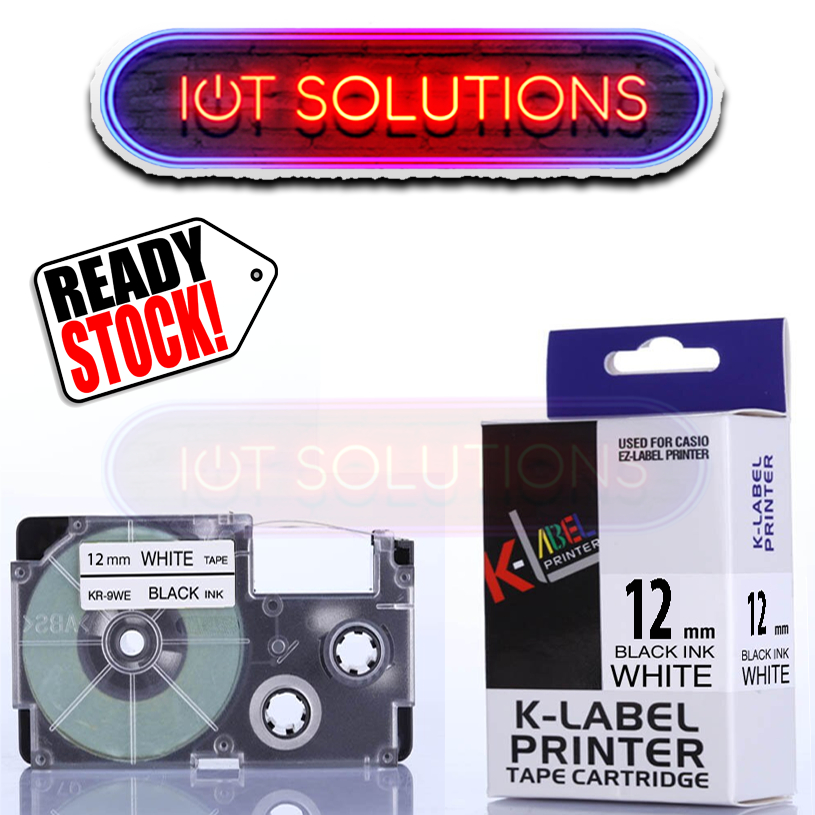 Label Tape Casio 12mm Compatible XR12WE XR-12WE Compatible Casio Typewriter Printer KL-60 KL-60SR KL