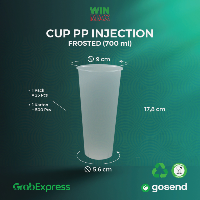 Cup 700ml - 22oz - Gelas Plastik Plastik - isi 25pcs/pack - Gelas Boba - CUP ONLY