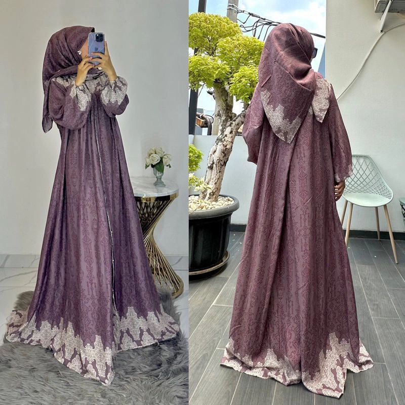 DRESS SET HIJAB DE70 KUALITAS BAGUS RAYON DIAMOND JUMBO LD 120 110 SILANG BELAKANG GAMIS LYBEL FREE 