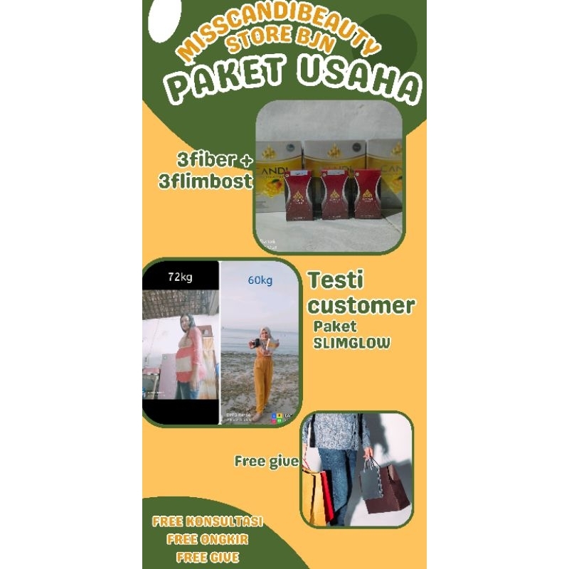 PAKET USAHA SLIMGLOW OBAT DIET ORI DAN AMPUH, pelangsing herbal ampuh dan anti gagal. flimbost dan c