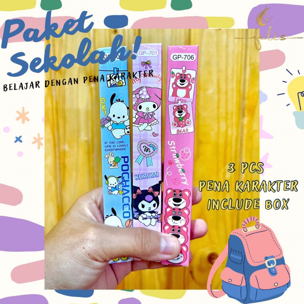 

Ready Pulpen Gel Karakter Sanrio Pena 0,5mm Black Ink Gel Bolpen Gel Alat Tulis Anak Kartun Jepang Pena Pola Lucu Bentuk Unik