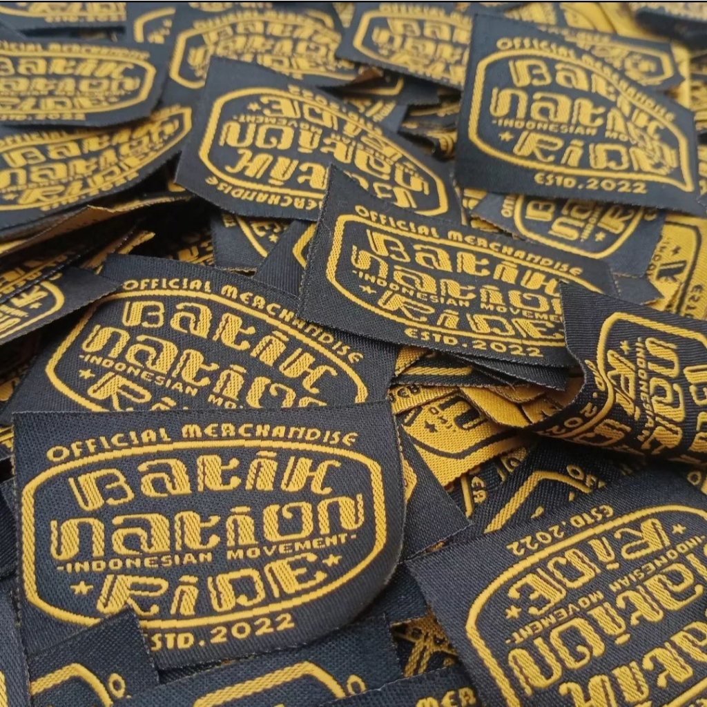 

tag woven label baju custon lebar 5cm harga per lusin minimal 300lusin