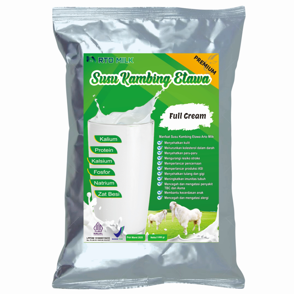

Arto Milk Susu Bubuk Kambing Etawa Premium Full Cream 1 Kg Alumunium Foil