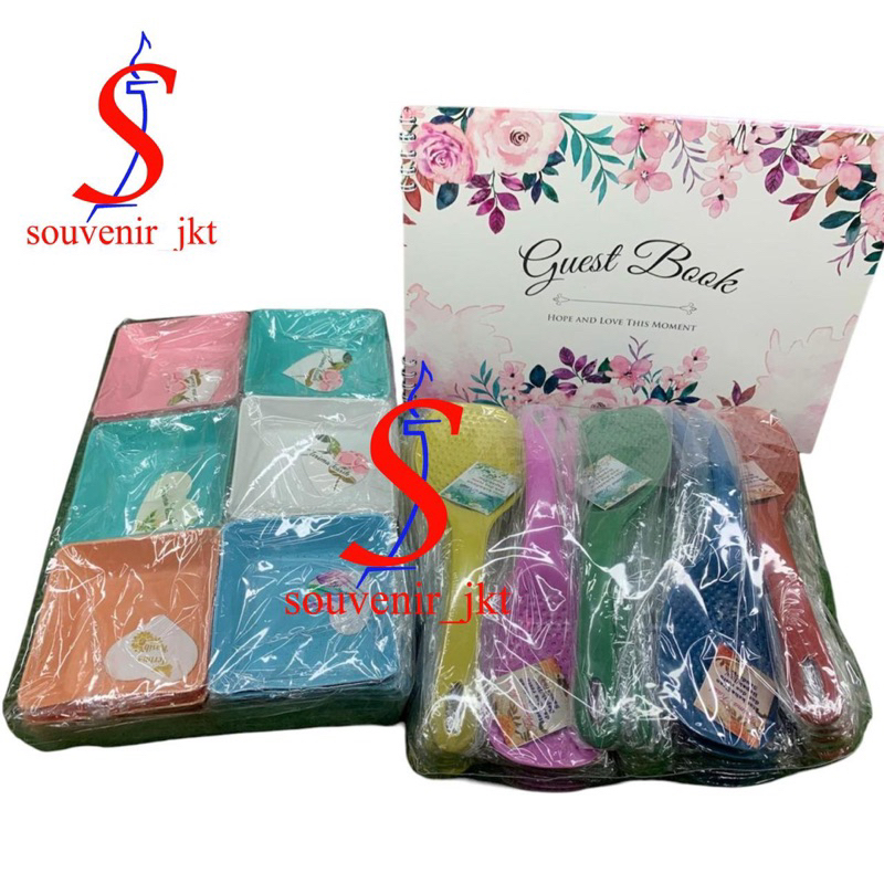 100pcs Souvenir Pernikahan murah mangkok kotak centong nasi FREE BUKU TAMU