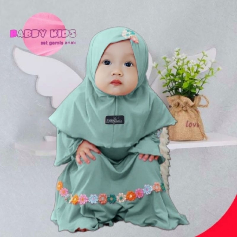 Baju muslim bayi perempuan newborn 0-6 bulan set gamis bayi perempuan 8-18 bulan pakain muslim anak 