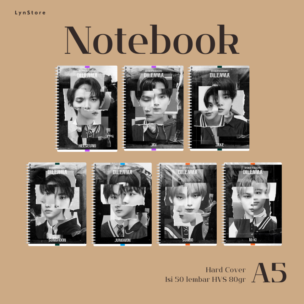 

(LS_006) Notebook Kpop A5 Hardcover Enhypen Dimension : Dilemma - Dilemma Ver (Isi 50 Lembar Hvs + Hardcover Laminasi 2 Sisi) Buku Tulis Catatan Notebook Ring A5 Hardcover / Notebook Journal A5 Hardcover Laminasi / Spiral Buku Agenda A5 Hardcover Laminasi