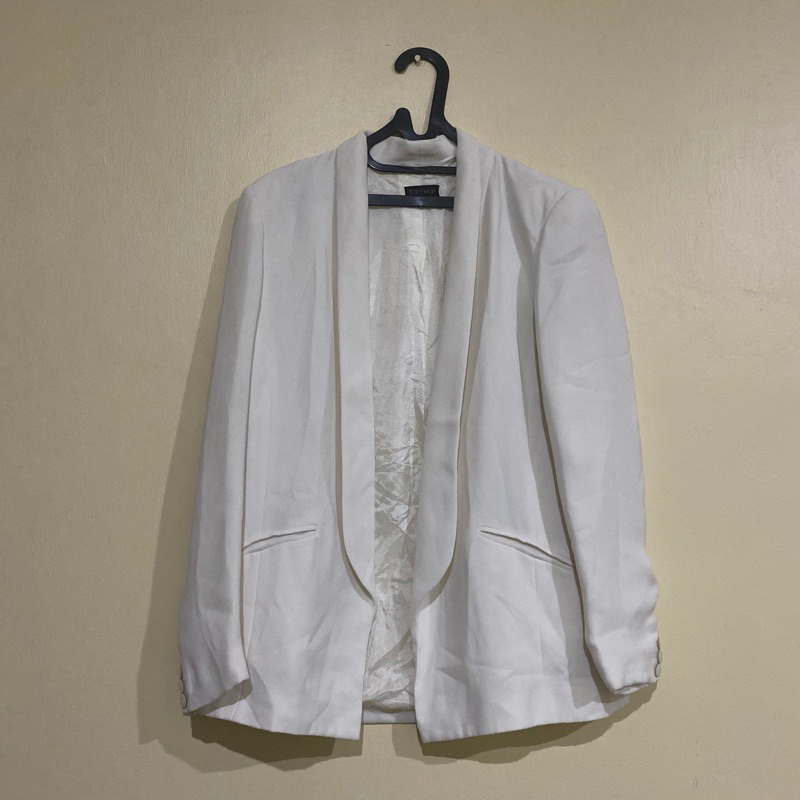 blazer putih broken white jas outer PL topshop preloved good condition