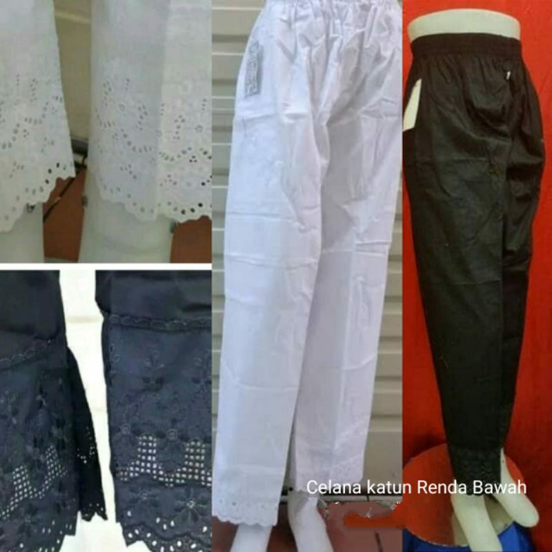 Celana dalaman gamis hitam katun renda bawah Jumbo