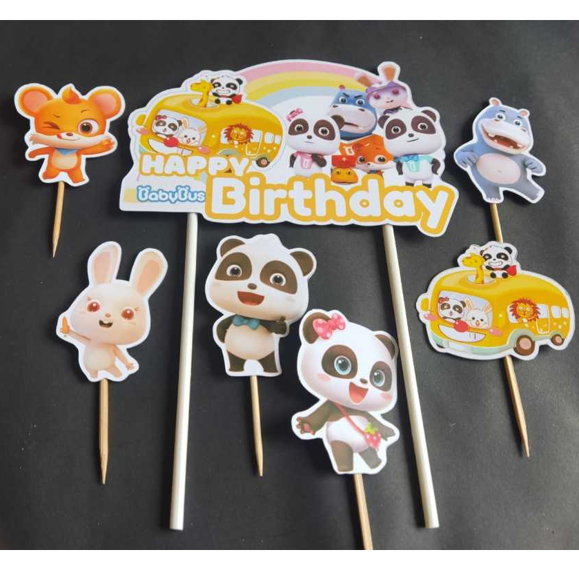topper baby bus hiasan kue happy birthday