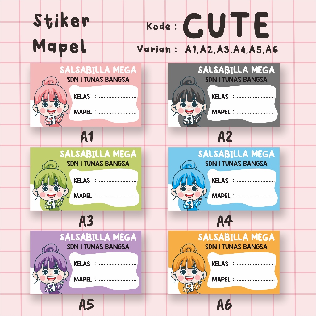 

Mrronies - Stiker & Label Mata Pelajaran Custom Nama Sekolah / Mapel Buku Cewek CUTE- A1