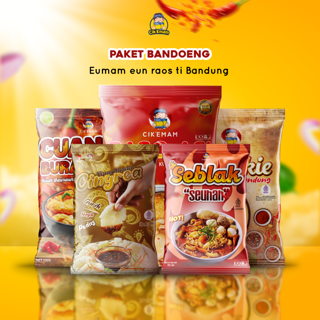 

Cik’Emam - Paket Bandoeng ( Cuankie Burahay, Cuankie Bandoeng, Baso Aci, Seblak, Cingrea )