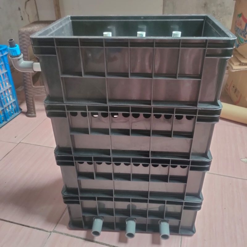 TRICKLE BOX FILTER MINI 4 SUSUN HITAM FILTER KOLAM IKAN KOI